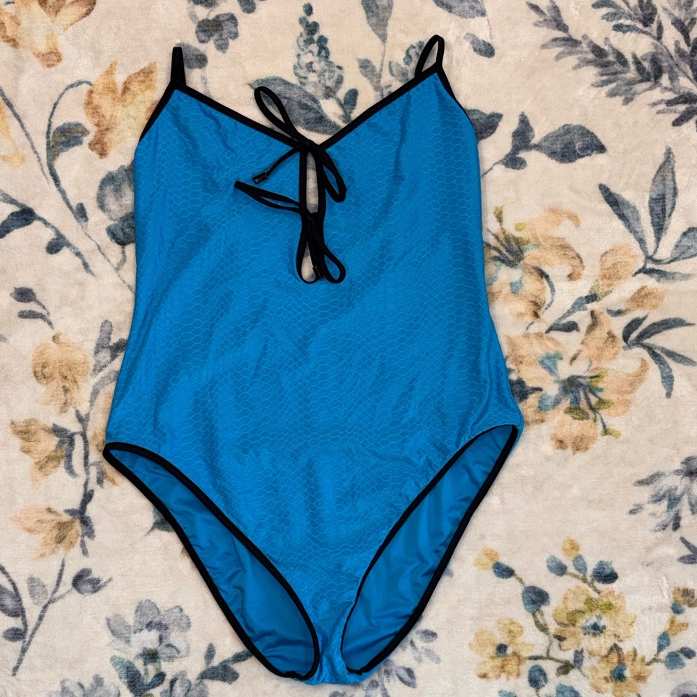 NWT Sanctuary Swim Bright Blue One-Piece Swimsuit with Black Trim XL